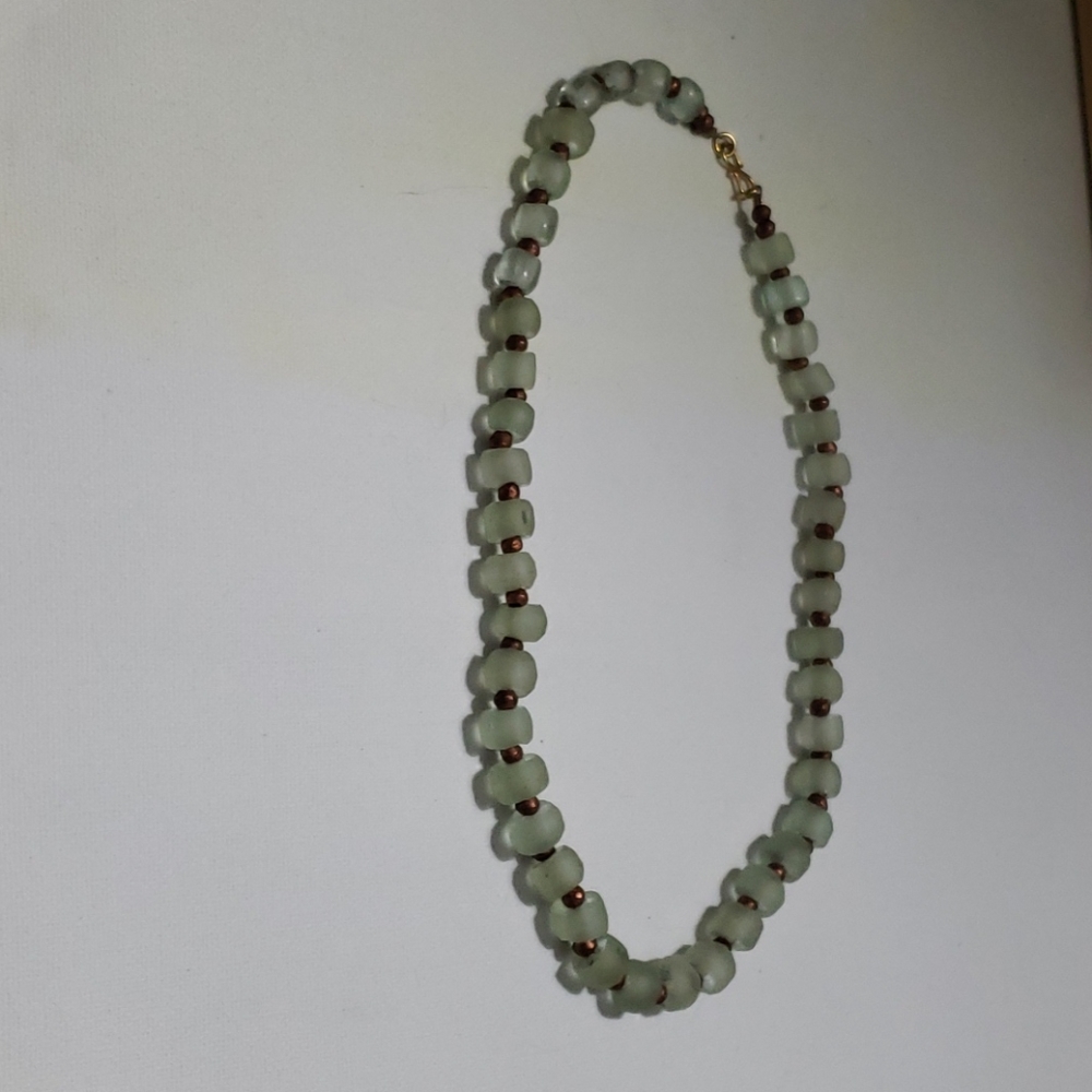 Sea foam beads with mini  brass baby beads